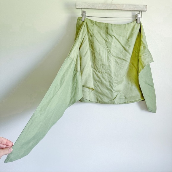 NWOT ASOS Design Sage Green MINI SKIRT WITH KNOT WRAP DETAIL sz 2 - Picture 8 of 10